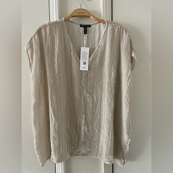 Eileen Fisher Crushed Velvet V-Neck Square Top - Picture 5 of 7